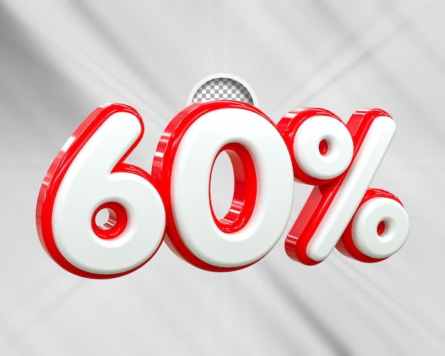 Oferta especial de descuento del 60 por ciento etiquetas de venta concepto de descuento de número 3d oferta de promoción de venta