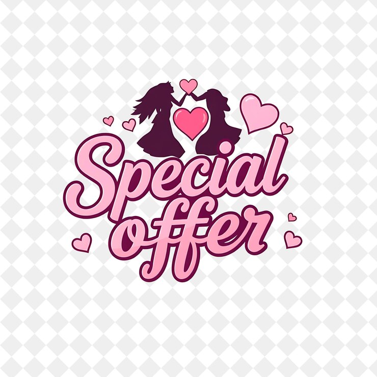 PSD oferta especial de ecchi text con siluetas sexy y elementos románticos el texto es curvo y lúdico