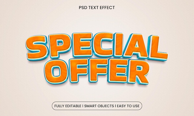 Oferta especial con efecto de texto psd premium totalmente editable