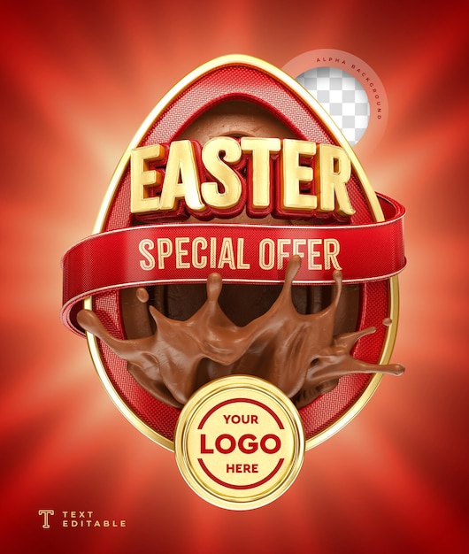 Oferta especial de pascua render 3d chocolate