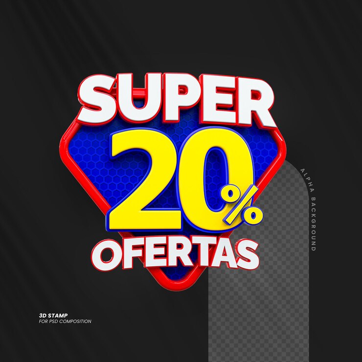 PSD oferta especial venda 20 etiquetas de venda com desconto conceito de número 3d oferta de promoção de desconto