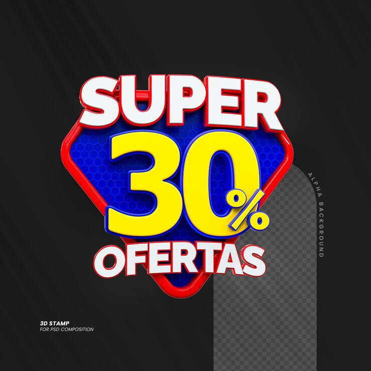 PSD oferta especial venda 30 etiquetas de venda com desconto conceito de número 3d oferta de promoção de desconto