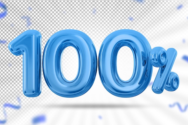 Oferta de globo 100 por ciento azul en 3d