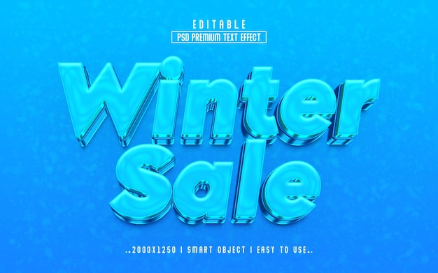 Oferta de invierno estilo de efecto de texto editable 3d psd con fondo premium