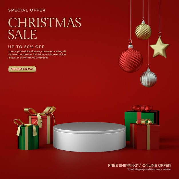 Oferta navideña 3D con producto Podium