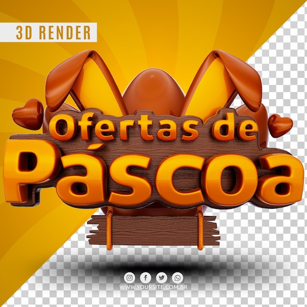 PSD oferta de pascua promoción logo 3d para empresas