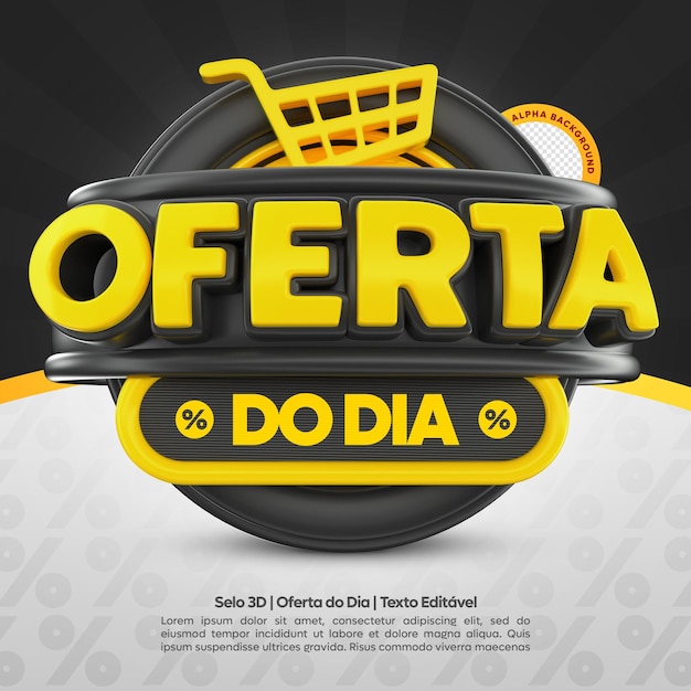 Oferta de redes sociales de la promoción del día en portugués para la campaña en brasil 3d render