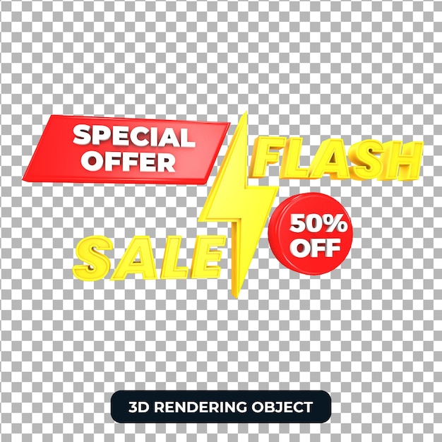 PSD oferta de venta flash 3d render aislado