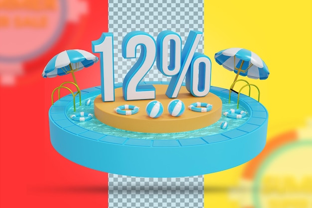 Oferta de verano del 12 por ciento de descuento en renderizado 3d
