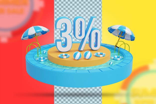 Oferta de verano del 3 por ciento de descuento en renderizado 3d