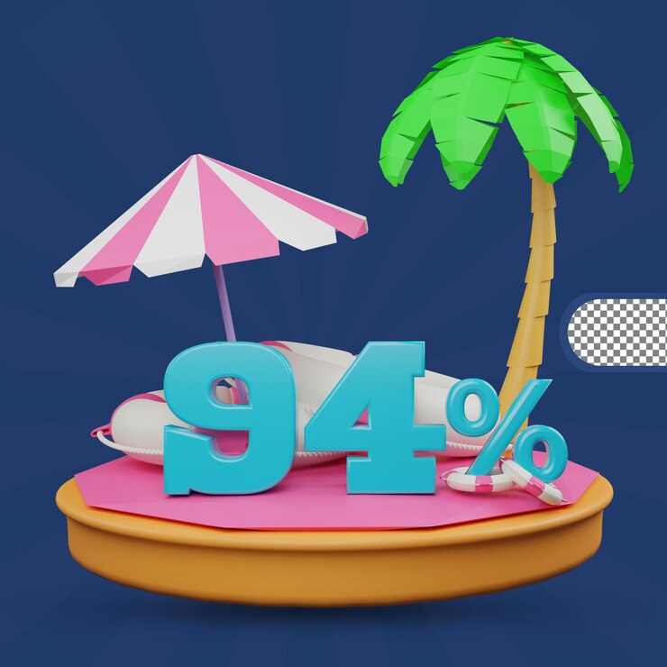 PSD oferta de verano 94 por ciento de descuento oferta 3d render