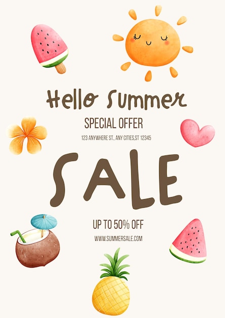 oferta de verano hola plantilla de verano