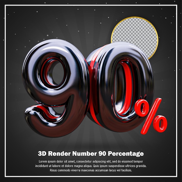 PSD oferta de viernes negro 90 por ciento de descuento venta banner sobre fondo oscuro 3d render