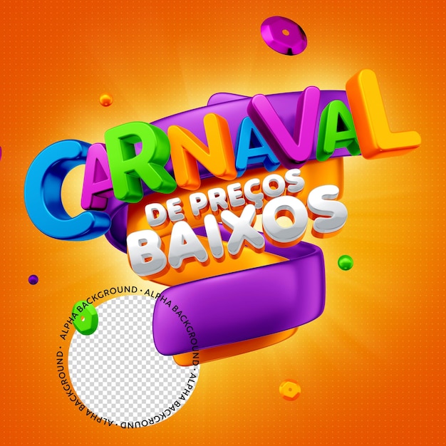 Ofertas de carnaval 3d render aislado premium psd