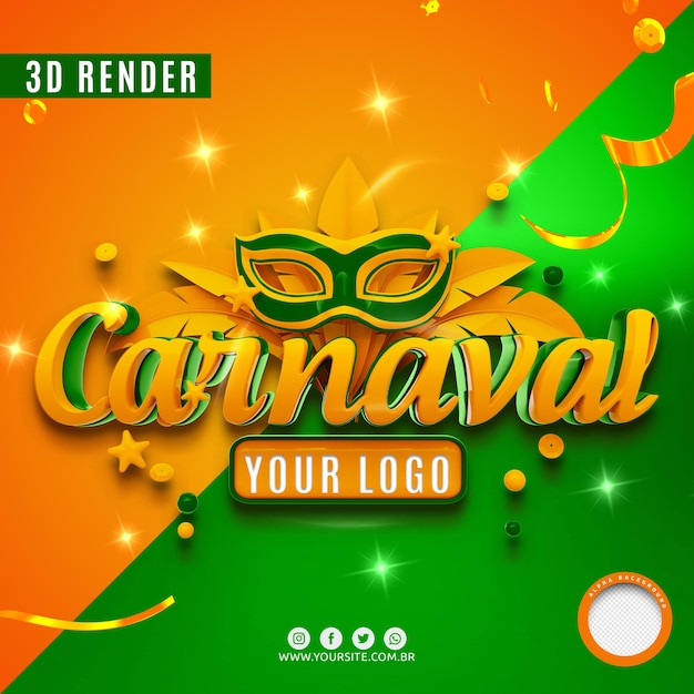 PSD ofertas de carnaval 3d render aislado premium psd