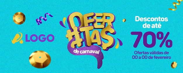 Ofertas de carnaval de banner de publicación en redes sociales