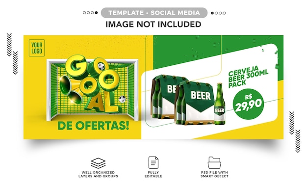 Ofertas de copa mundial de banner de redes sociales para supermercados