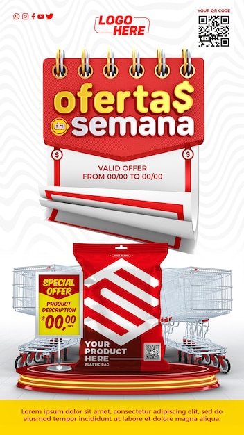 PSD ofertas da semana em supermercados modelo de histórias em mídia social no brasil