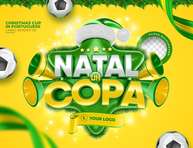 Ofertas de Natal da Label no futebol em renderização 3D para campanha de marketing no Brasil