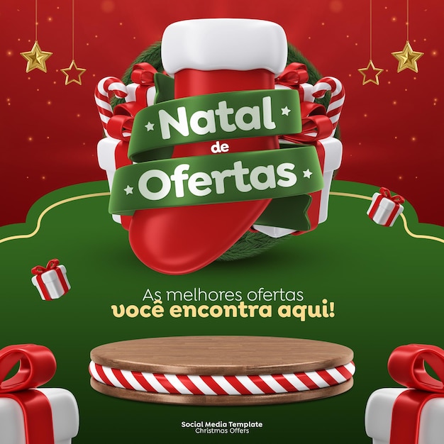 PSD ofertas de natal de modelo de postagem de mídia social