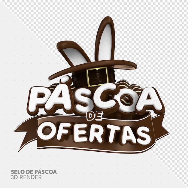 PSD ofertas de páscoa no brasil 3d render chocolate