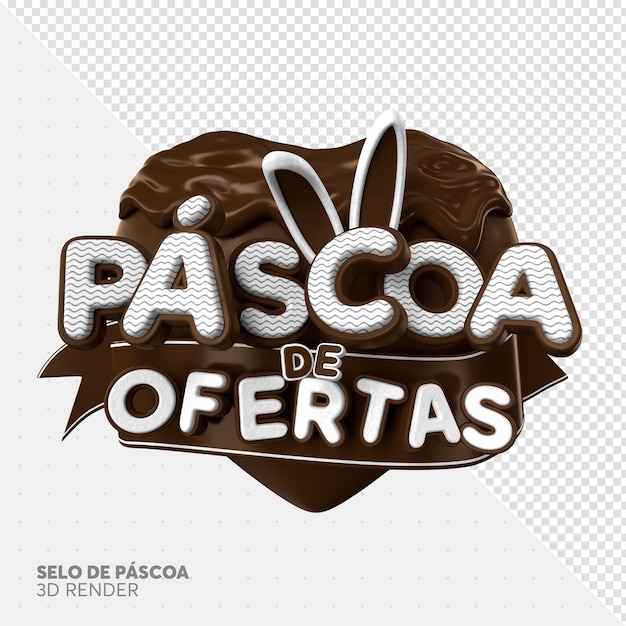 PSD ofertas de páscoa no brasil 3d render chocolate