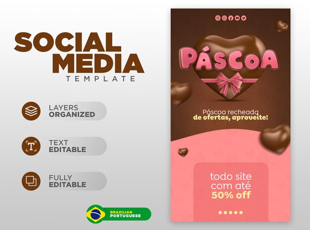 PSD ofertas de promoção de páscoa de modelo de postagem de mídia social