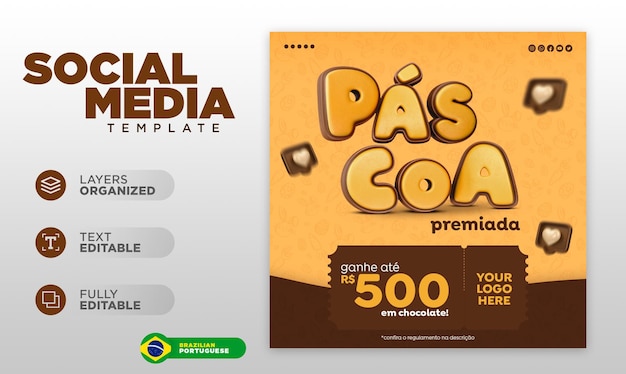 Ofertas de promoção de Páscoa de modelo de postagem de mídia social