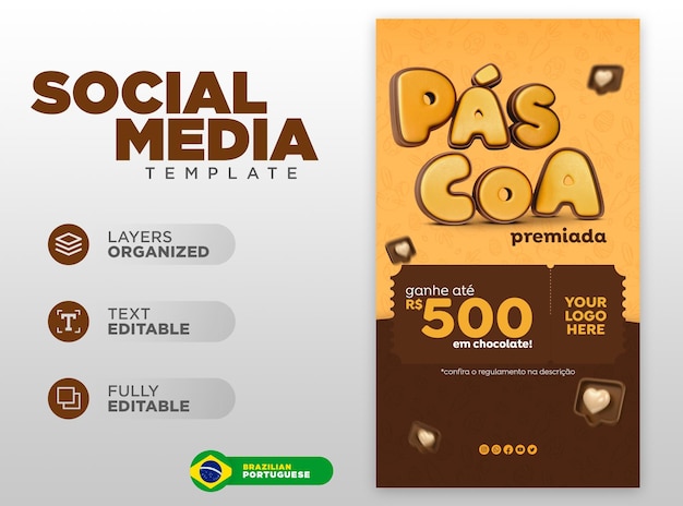 Ofertas de promoção de páscoa de modelo de postagem de mídia social