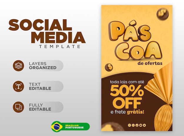 Ofertas de promoção de Páscoa de modelo de postagem de mídia social