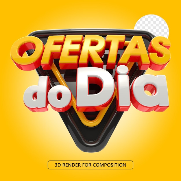 Ofertas del día en portugués Sello 3D negro y amarillo para composición