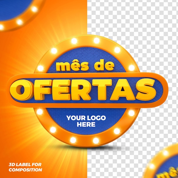 Ofertas do mês 3d render para campanha brasileira