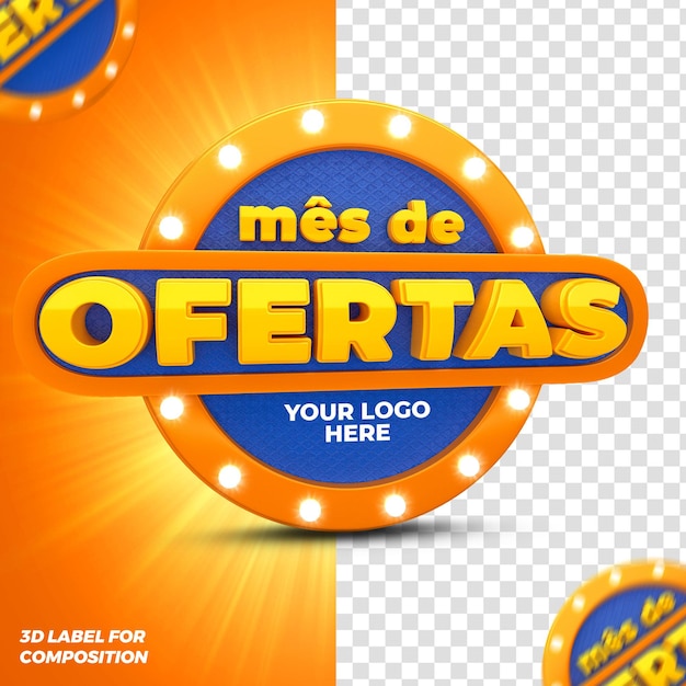 PSD ofertas do mês pódio com luzes para campanhas brasileiras 3d render