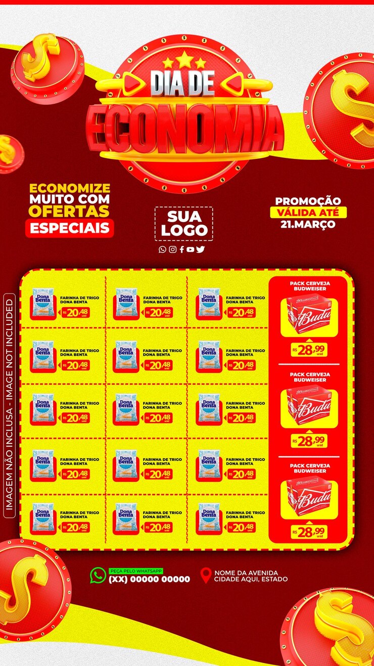 PSD ofertas editáveis de supermercados de mídia social