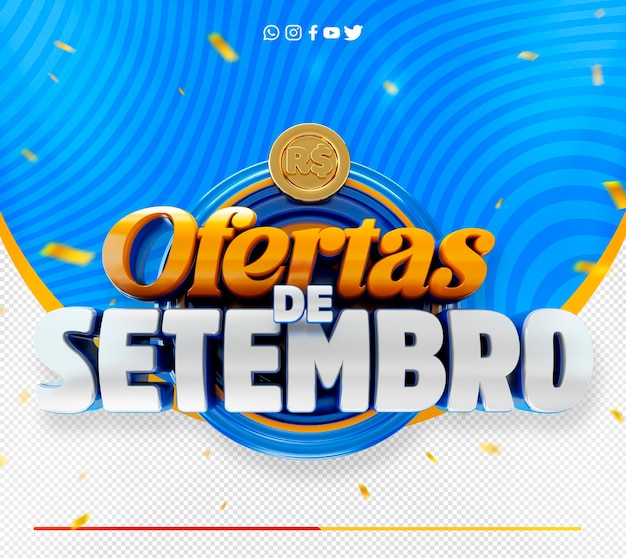 PSD ofertas especiais promocionais de setembro selo 3d de supermercado oferta setembro brasil