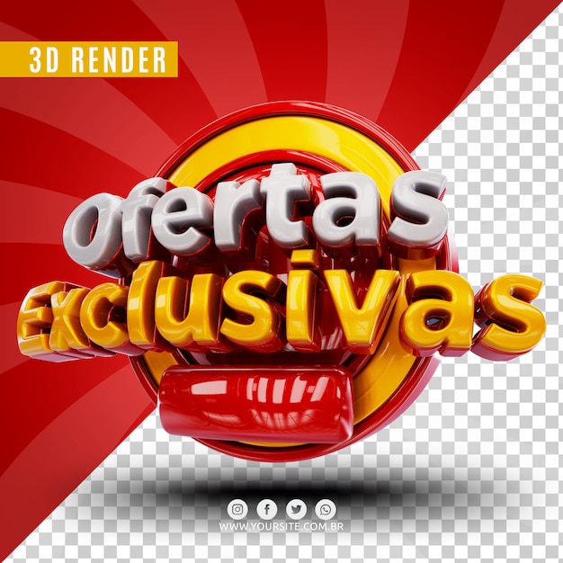 PSD ofertas exclusivas sello 3d para tiendas y supermercados