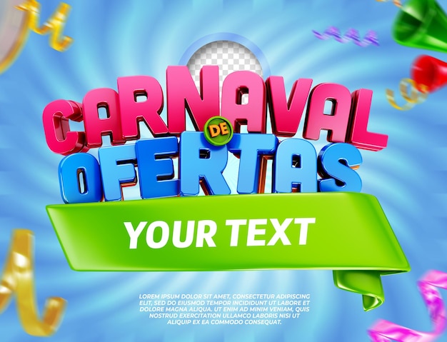 PSD ofertas logo carnaval en brasil para empresas en 3d