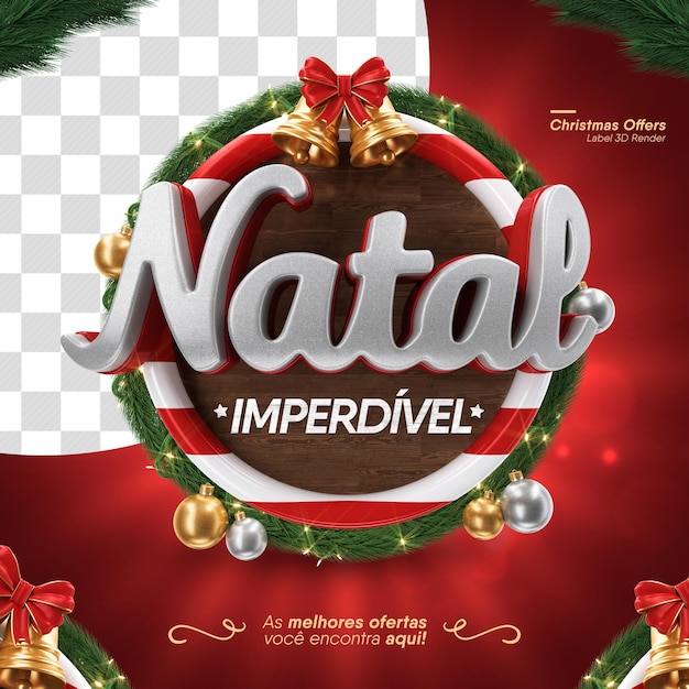 PSD ofertas de navidad etiqueta 3d aislada