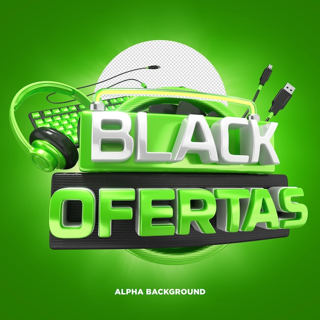 PSD ofertas negras de selos 3d