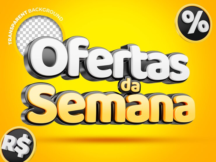 PSD ofertas de sellos de 3d de la semana para la composición