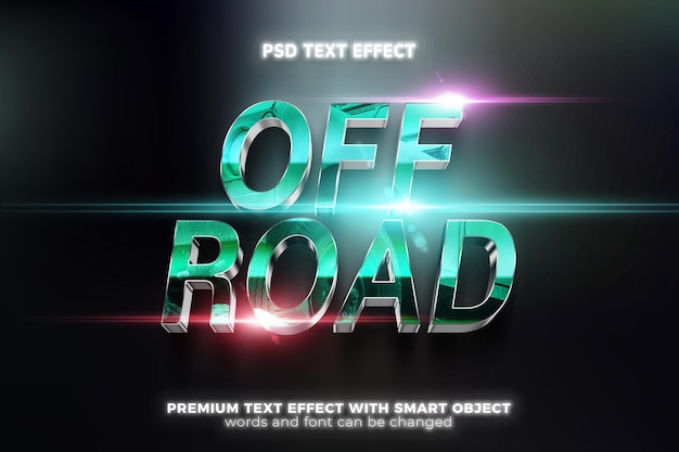 Off-road-filme filmische, fette 3d-texteffekt-mockup-vorlage