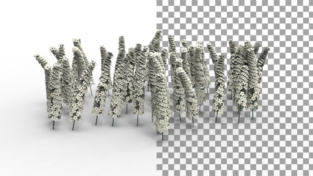 PSD off white rittersporn blume mit schatten 3d-rendering