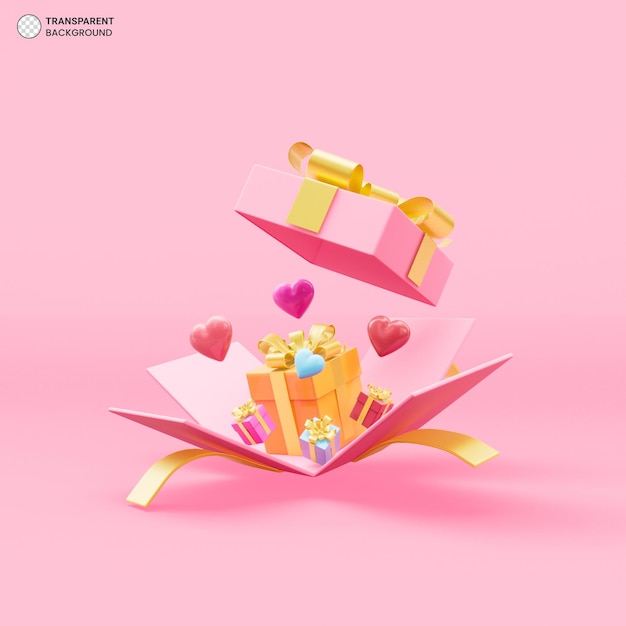 Offene Geschenkbox Geschenksymbol 3d Render Illustration