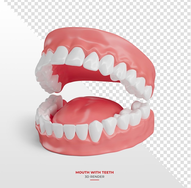 Offener Zahnbogen mit Zunge in 3D-Rendering mit durchsichtigem Hintergrund