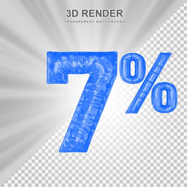 Offerta del 7% nel rendering del palloncino blu 3d