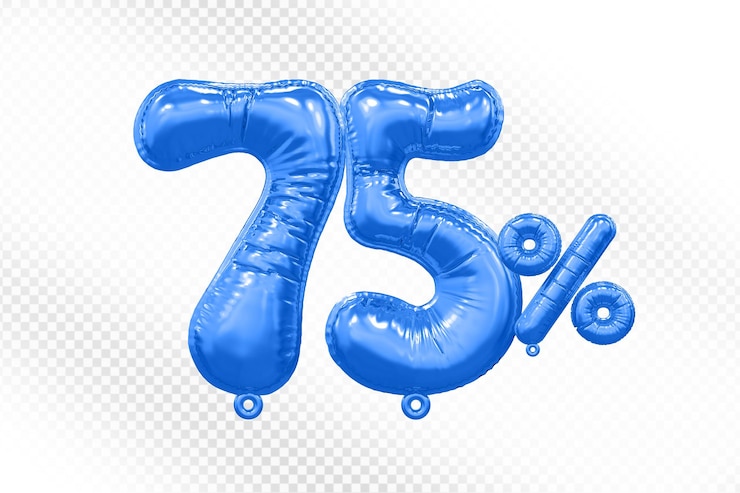 PSD offerta del 75% di palloncino blu in 3d