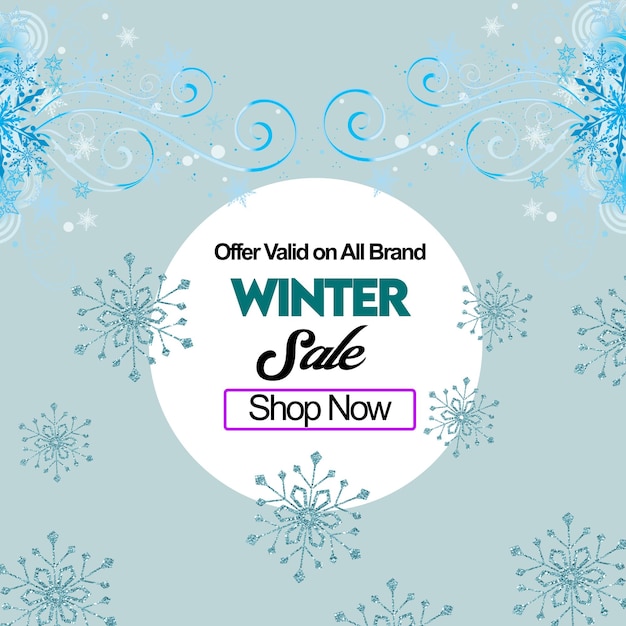 Offerta di vendita invernale Post PSD Modello Offerta di vendite invernali Banner o Vettore di volantino quadrato