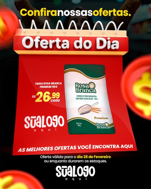 Offerta do dia CALENDRIO 02 FEED Rosa Branca Sucre Chaque jour est une affaire