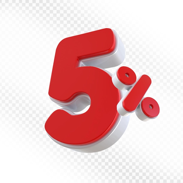 Offerta rossa del 5 per cento in 3D