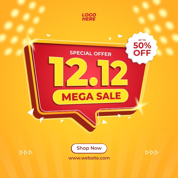 Offerta speciale 12 12 mega vendita volantino sfondo per i social media